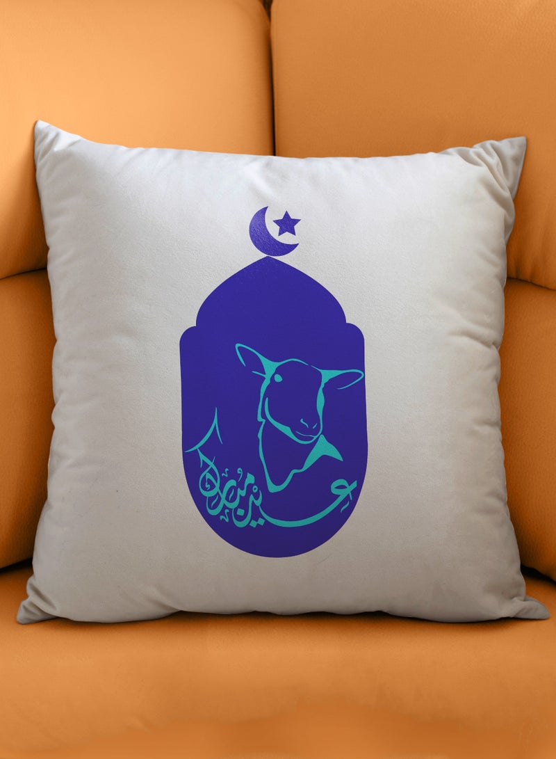 لوحة غطاء وسادة من البوليستر للاحتفال بعيد الأضحى بتصميم خروف مع عبارة عيد مبارك - Image 4